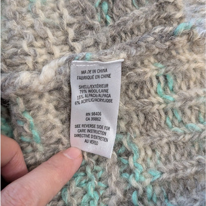 Theory Wool Alpaca Blend Space Dye Crew Neck Sweater, Gray Mint, Size S/P