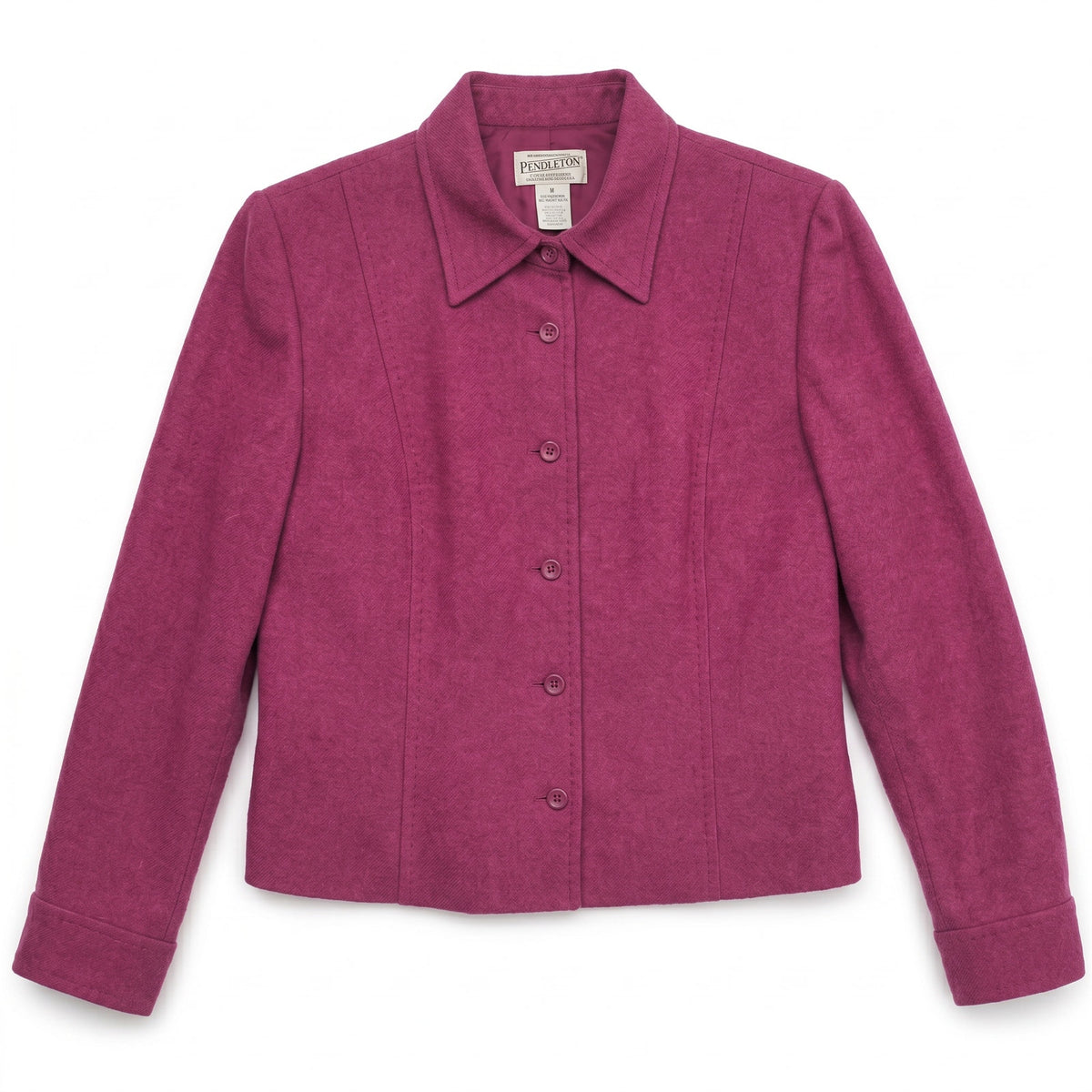 Pendleton 100% Virgin Wool Button Front Shirt Jacket, Berry Magenta, Size 8