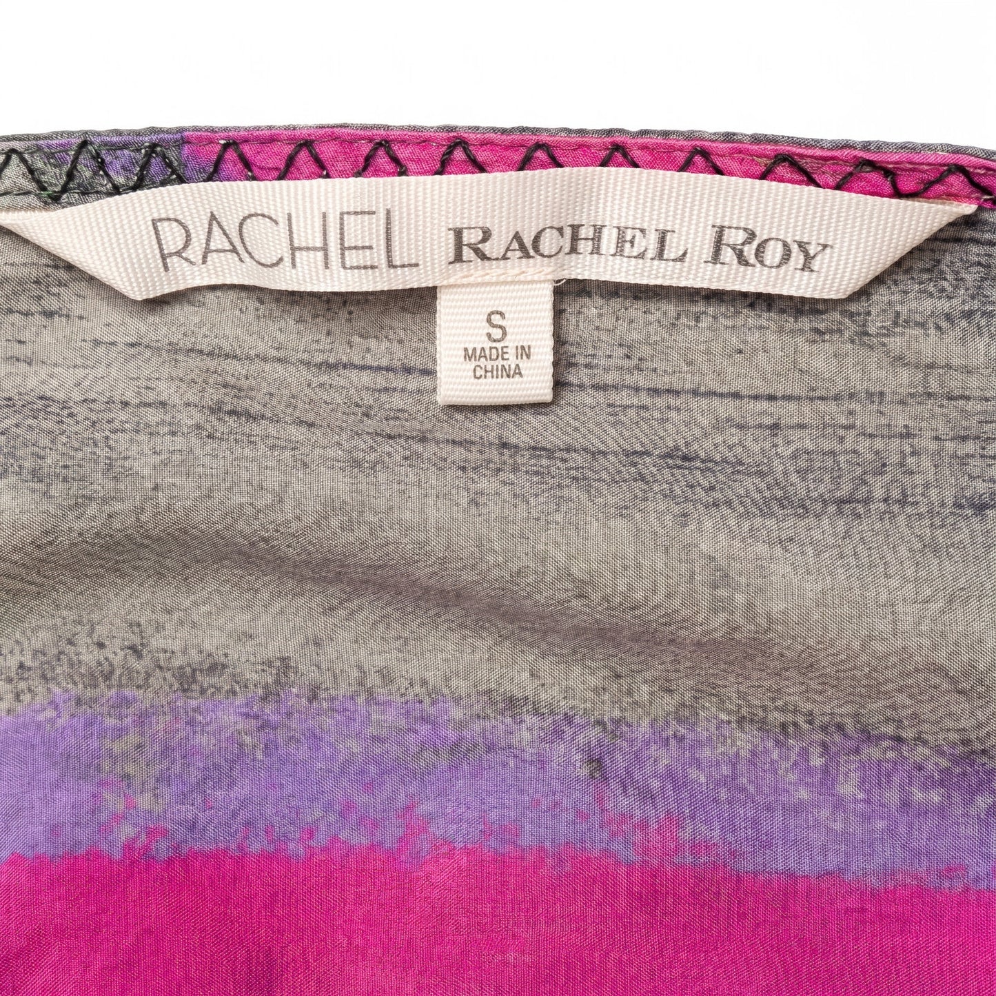 100% Silk Rachel Rachel Roy Asymmetric Abstract Watercolor Silk Dress | Size S