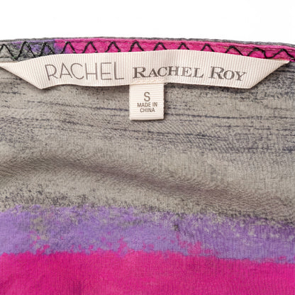 100% Silk Rachel Rachel Roy Asymmetric Abstract Watercolor Silk Dress | Size S