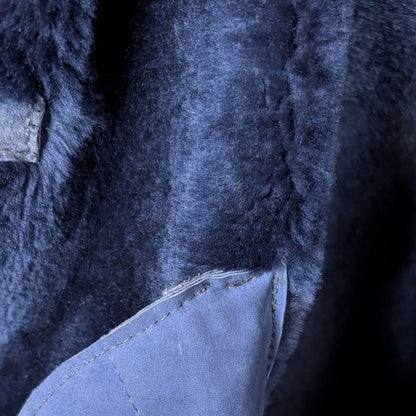 100% Shearling Suede Navy Blue Sheepskin Coat Sawyer of Napa | Vintage | M/L