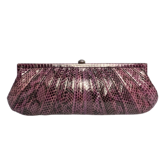 100% Genuine Snake Skin Kotur Purple Clutch Evening Bag with Dust Bag