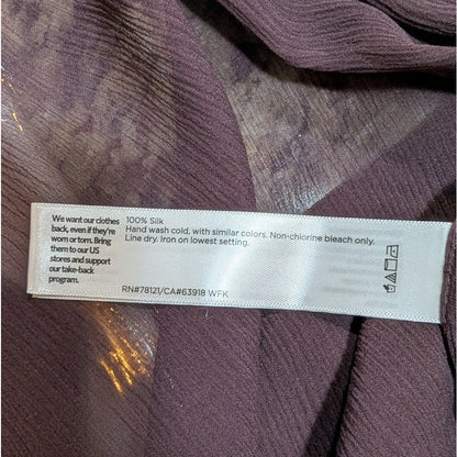 NWT Eileen Fisher 100% Silk Sheer Crinkle Chiffon Long Duster Jacket, Plum, Size M