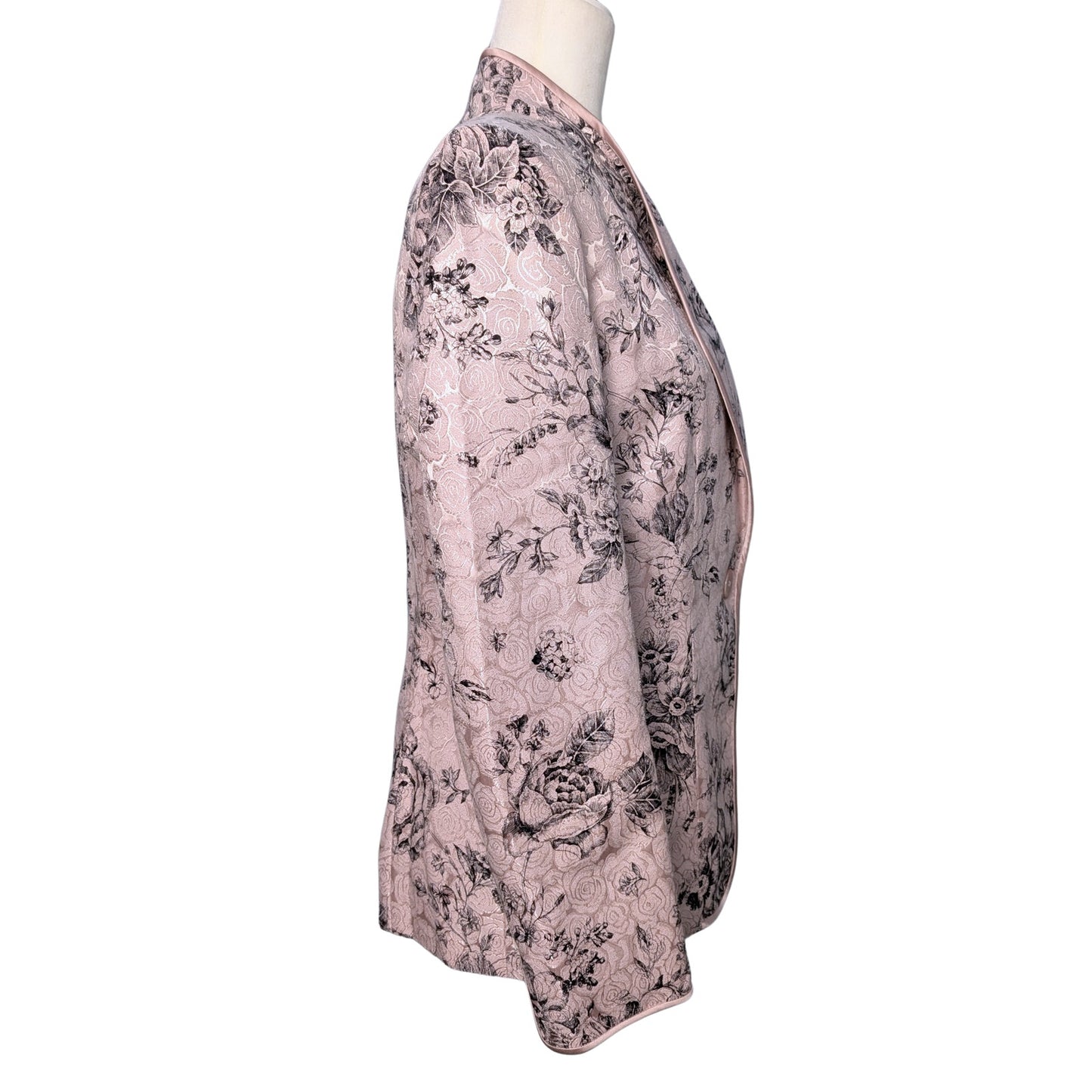 Silk Cotton Floral Blazer Pearly Pink Satin Sheen NWT