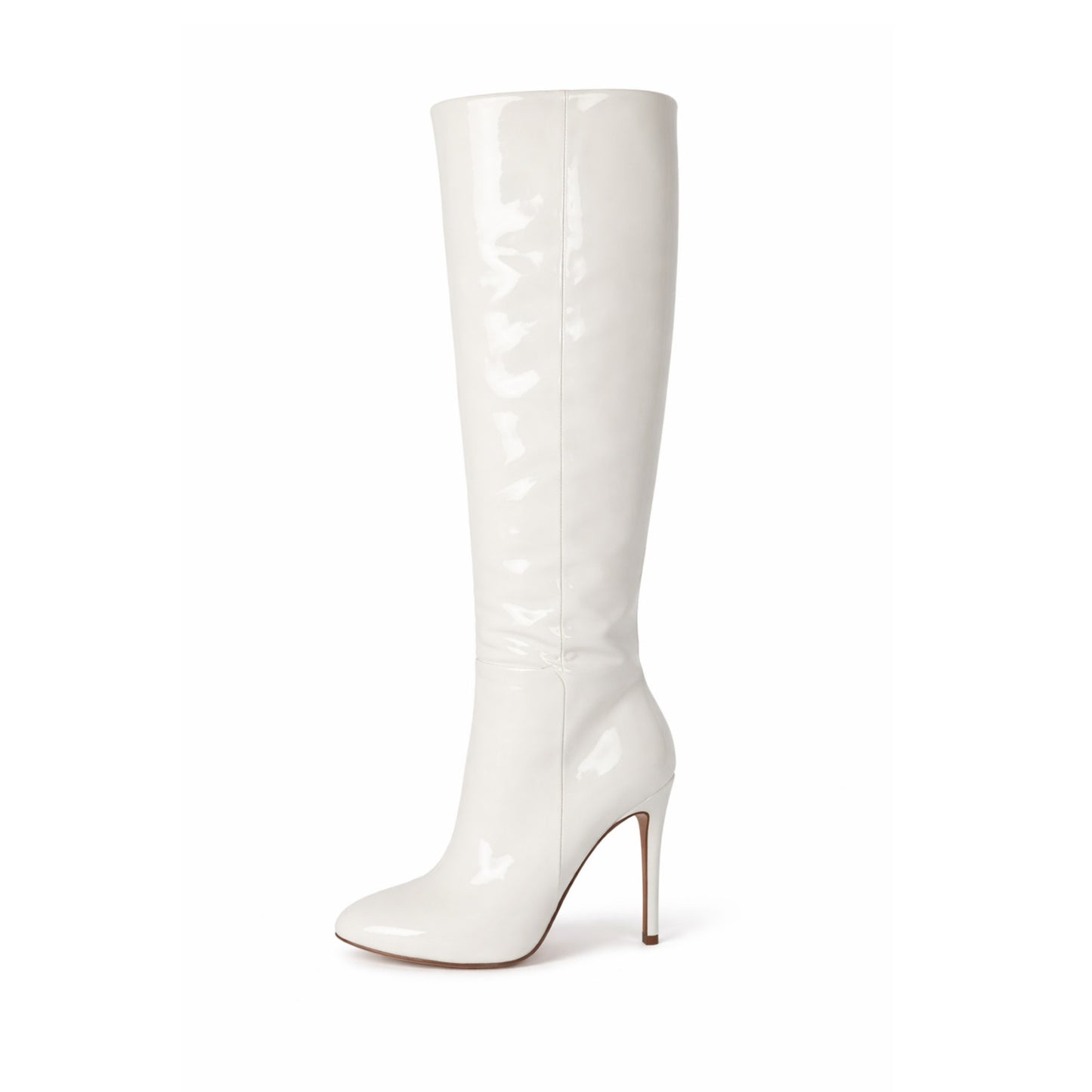 Aquazzura Brera 105 White Patent Leather Knee-High Boots Size 36.5 NWT