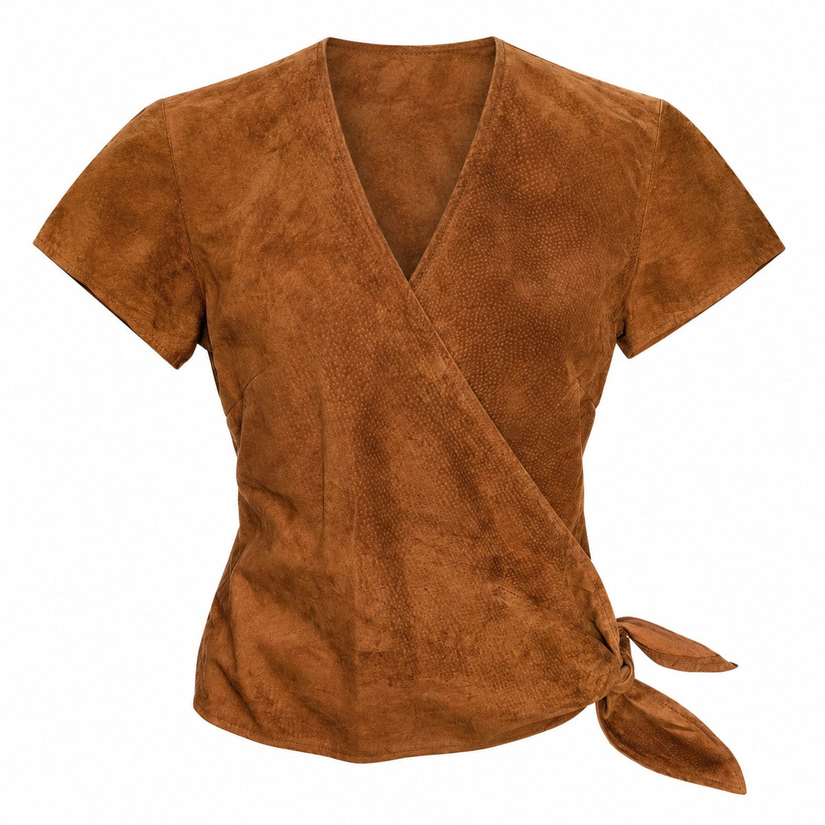 Vintage Saks Fifth Avenue Folio Suede Leather Wrap Top Size S Made in USA