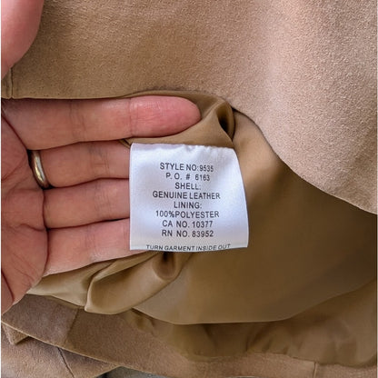 Margaret Godfrey Tan Suede Leather Blazer Jacket 3-Button Lined Size 14