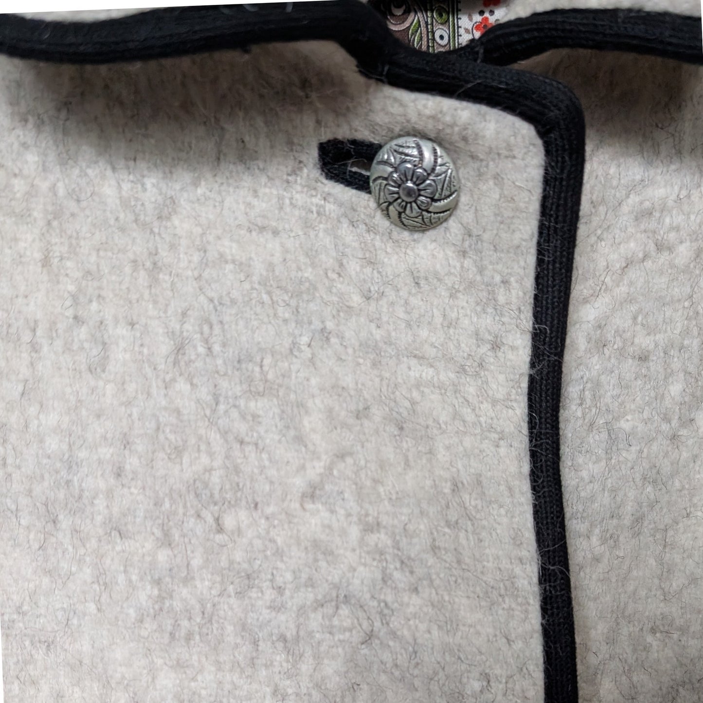 Vintage Austrian Loden Cape Stefan Krivanetz Wool Cape with Contrast Trim