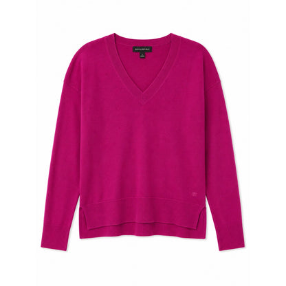 Banana Republic Fuchsia 100% Merino Wool V-Neck Sweater, Size S