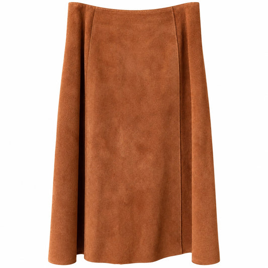 Vintage Goldwaters Toffee Brown Suede A-Line Skirt Made in England
