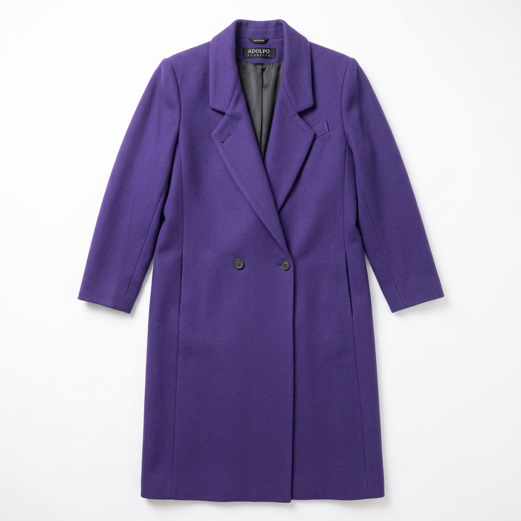 Vintage Adolfo Classics Purple 100% Wool Double-Breasted Coat