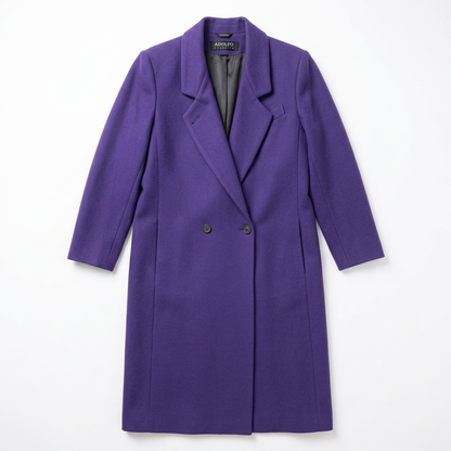 Vintage Adolfo Classics Purple 100% Wool Double-Breasted Coat