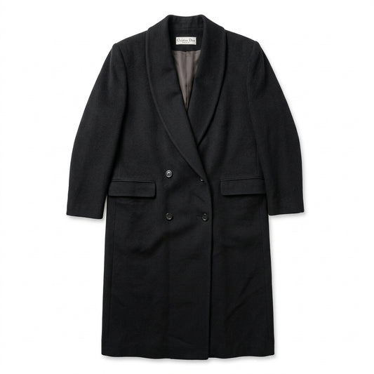 Authentic Vintage Christian Dior Double-Breasted 100% Lambswool Maxi Coat