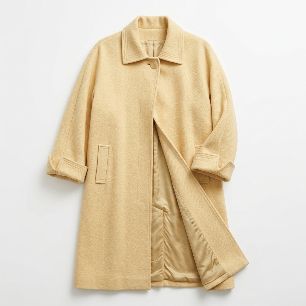 Vintage Butter Yellow One Button Wool Coat