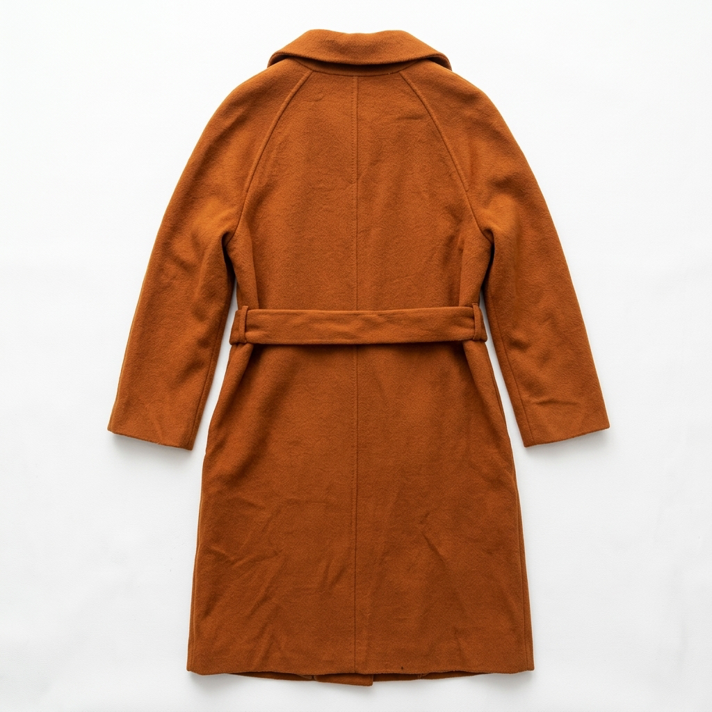 Burnt Orange Cashmere Wool Wrap Coat Double-Faced NWT