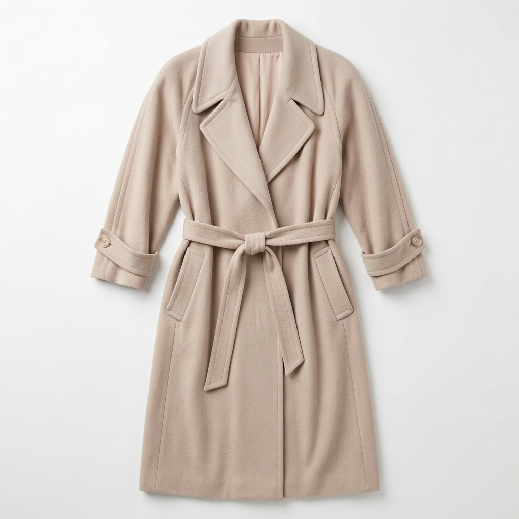 Neiman Marcus Regency 100% Cashmere Wrap Coat Beige