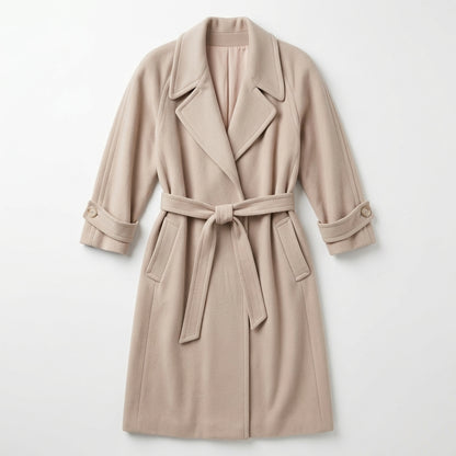 Neiman Marcus Regency 100% Cashmere Wrap Coat Beige