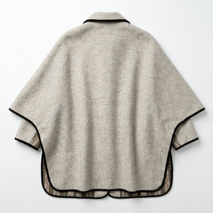Vintage Austrian Loden Cape Stefan Krivanetz Wool Cape with Contrast Trim
