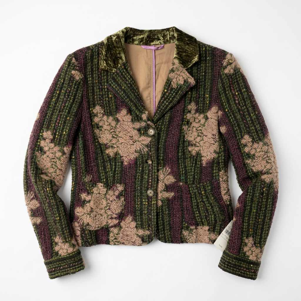 Etro Fall 2004 Runway-Inspired Brocade Blazer Velvet Collar NWT Size 12