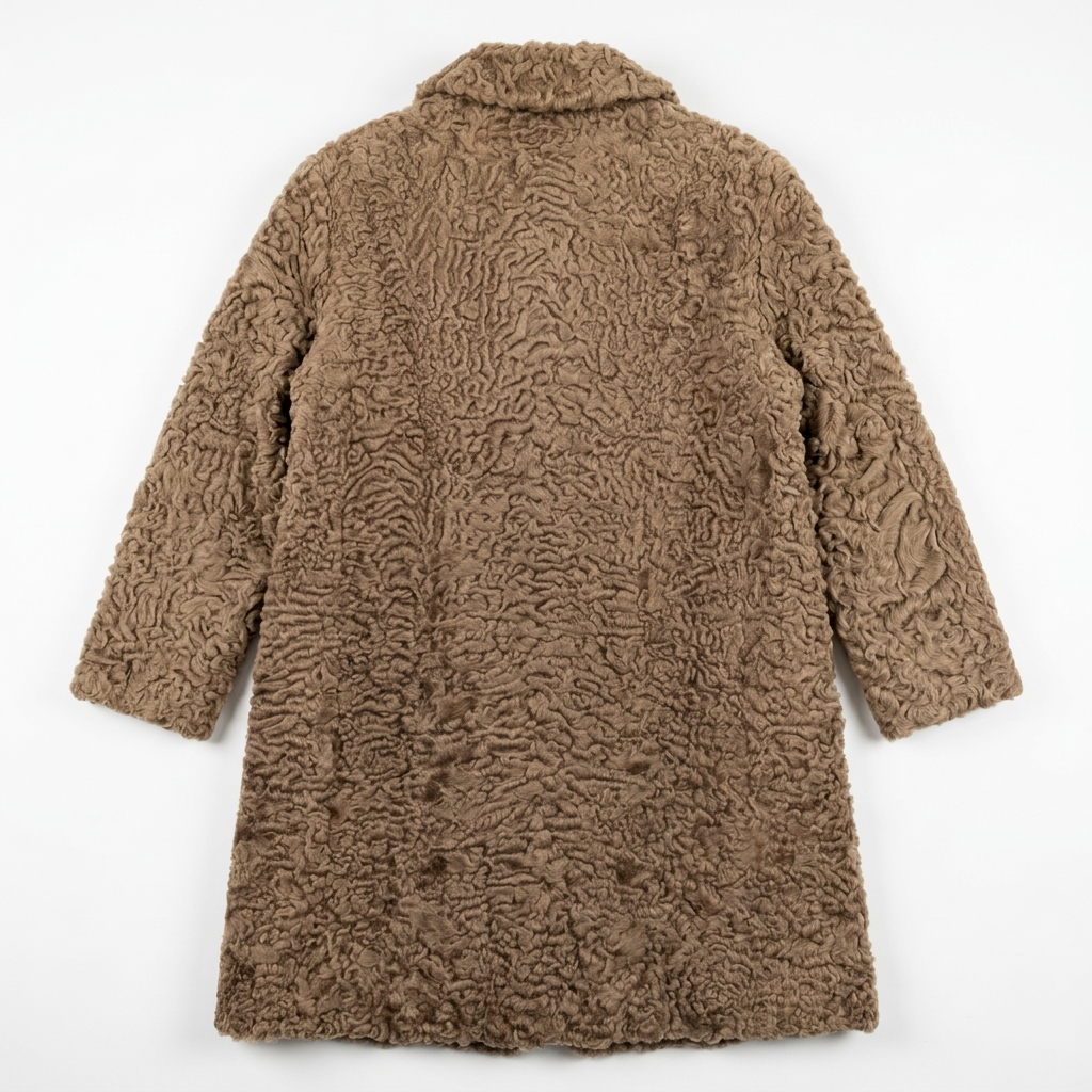 Rare Vintage Persian Lamb Fur Coat Beige Mid-Length Petite Fit