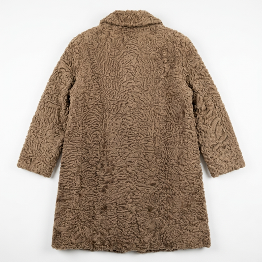 Rare Vintage Persian Lamb Fur Coat Beige Mid-Length Petite Fit