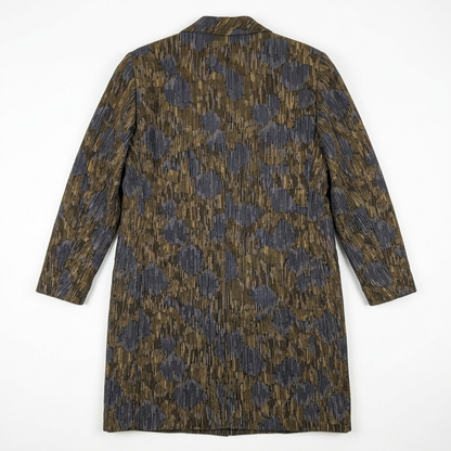 Vintage Omanti Wool Coat with Detachable Collar Olive Multi-Tone