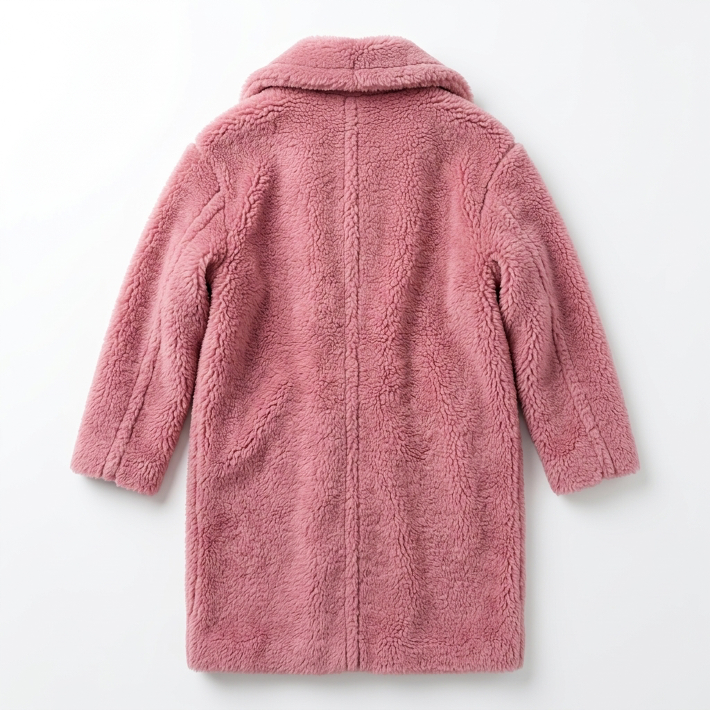 Raspberry Pink Oversized Teddy Coat Organic Wool Full-Length NWT