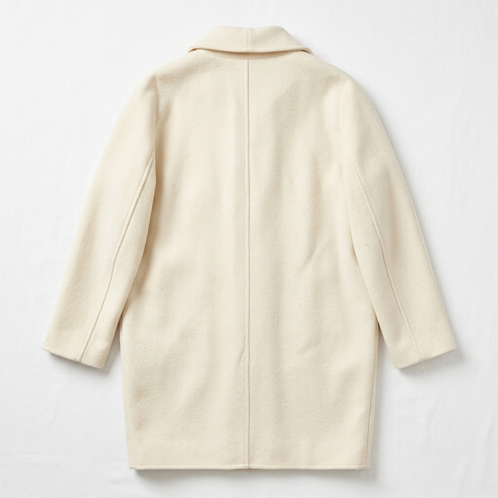 Ivory Merino Wool Cashmere Walking Coat with Crystal Buttons NWT