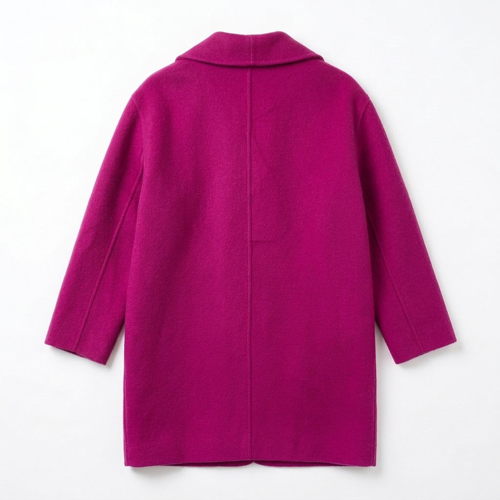 Magenta Merino Wool Cashmere Walking Coat with Crystal Buttons NWT