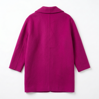 Magenta Merino Wool Cashmere Walking Coat with Crystal Buttons NWT