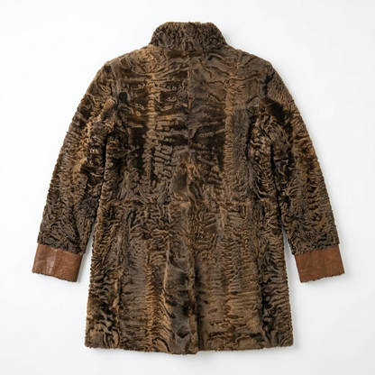Auburn Brown Lamb Shearling Reversible Jacket Genuine Fur & Leather