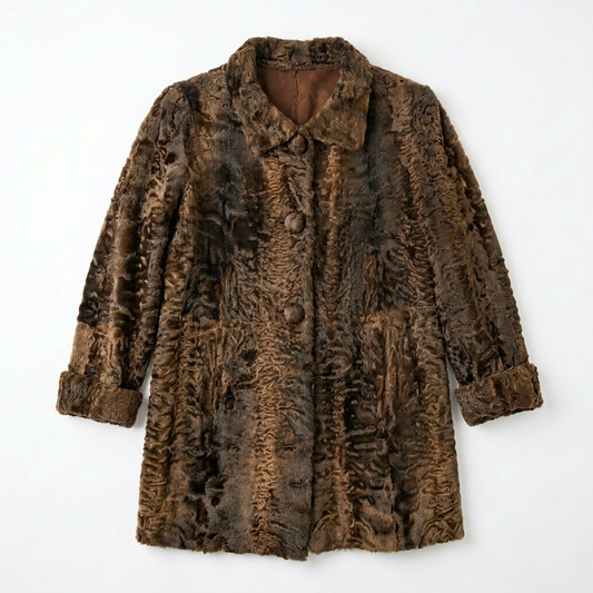 Auburn Brown Lamb Shearling Reversible Jacket Genuine Fur & Leather