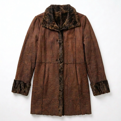 Auburn Brown Lamb Shearling Reversible Jacket Genuine Fur & Leather