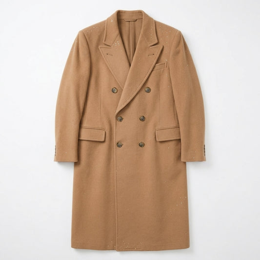 Tempo Europe by London Fog Camel Wool Coat with Austrian Crystal Embellishment