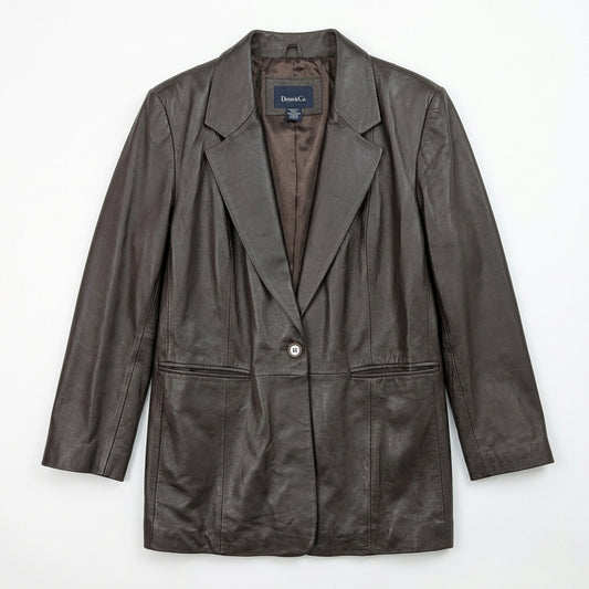 Coffee Brown Leather Blazer