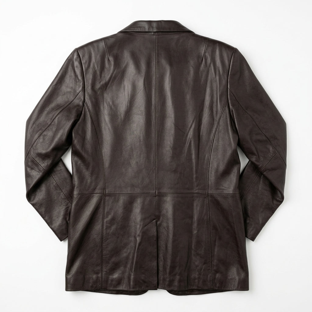 Coffee Brown Leather Blazer