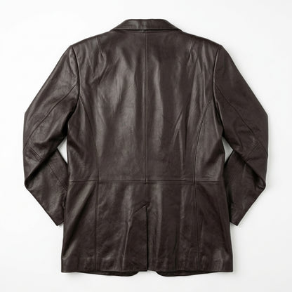 Coffee Brown Leather Blazer