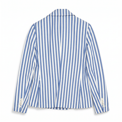 NWT Cotton Blue & White Striped Double-Breasted Blazer Polo Ralph Lauren | XS