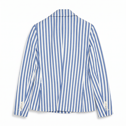 NWT Cotton Blue & White Striped Double-Breasted Blazer Polo Ralph Lauren | XS