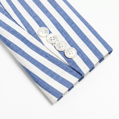 NWT Cotton Blue & White Striped Double-Breasted Blazer Polo Ralph Lauren | XS