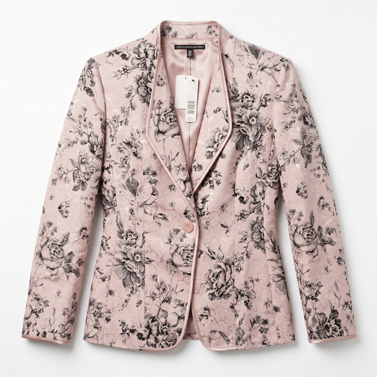 NWT Silk Cotton Pearly Pink Floral Blazer Linda Allard Ellen Tracy | 8